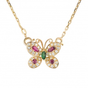 Yellow Gold Butterfly Brooch Pendant